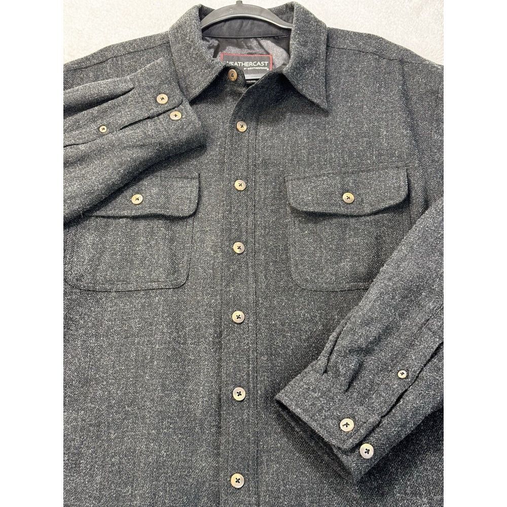 Weathercast By Weatherproof Shirt Men L Gray Tweed‎ Jacket Shacket Lined Pockets